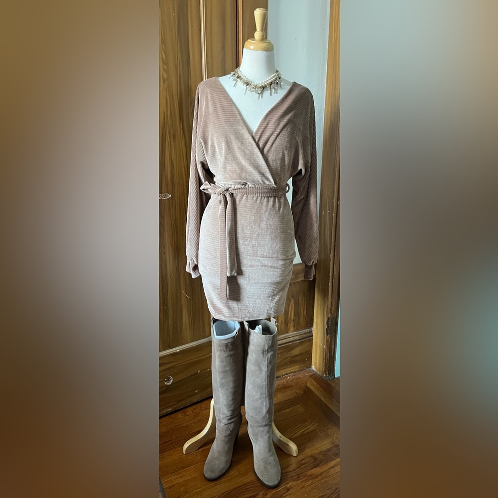 JLUXLABEL Tan Ribbed Mini Dress - Picture 2 of 5